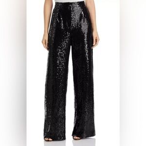 WAYF Women's Black Sequin Wide-Leg Pants - Small